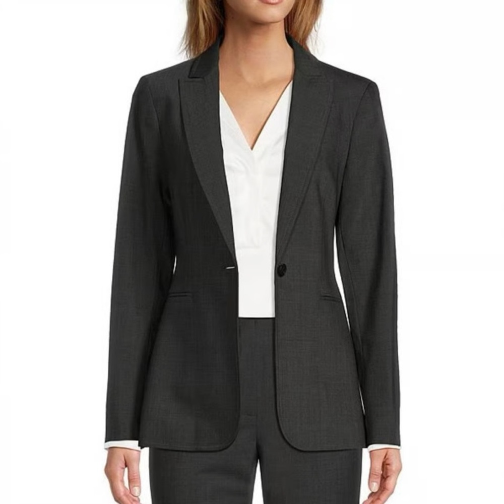 Antonio Melani Dark Grey Fully Lined‎ 1 Button Suit Jacket Blazer Sz 8
